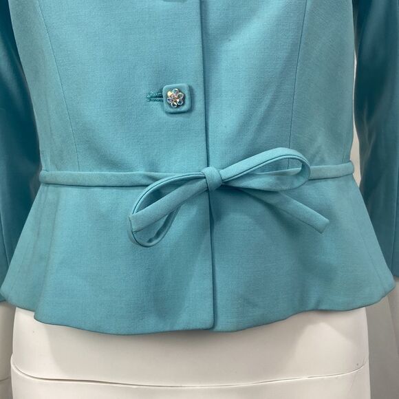 Moschino Blue w Beaded Buttons Belt Jacket - Picture 5 of 13